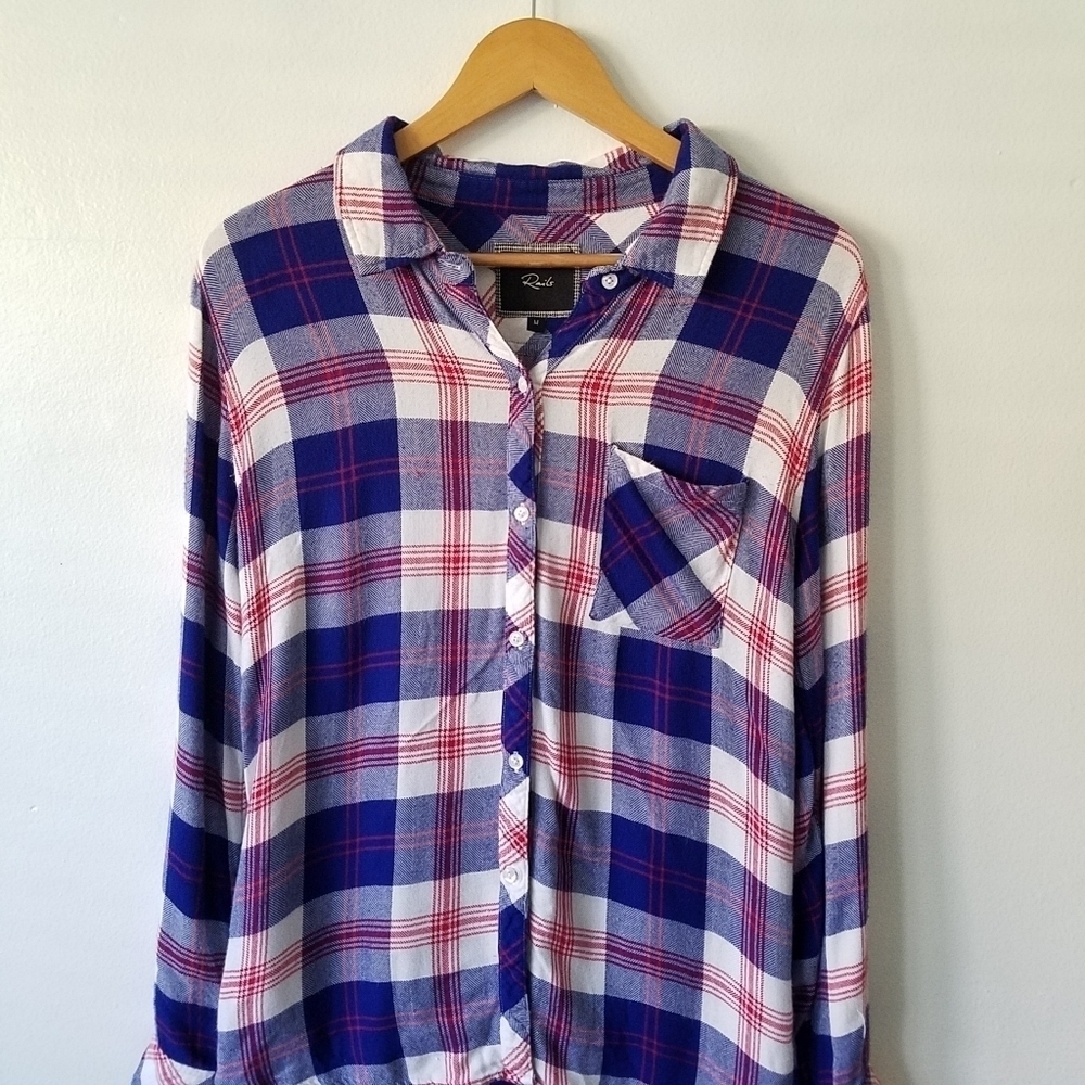 Rails Essential Plaid Button Front Checkered Long… - image 3